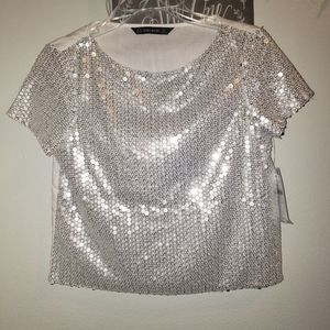 New Zara Basic sequins top
